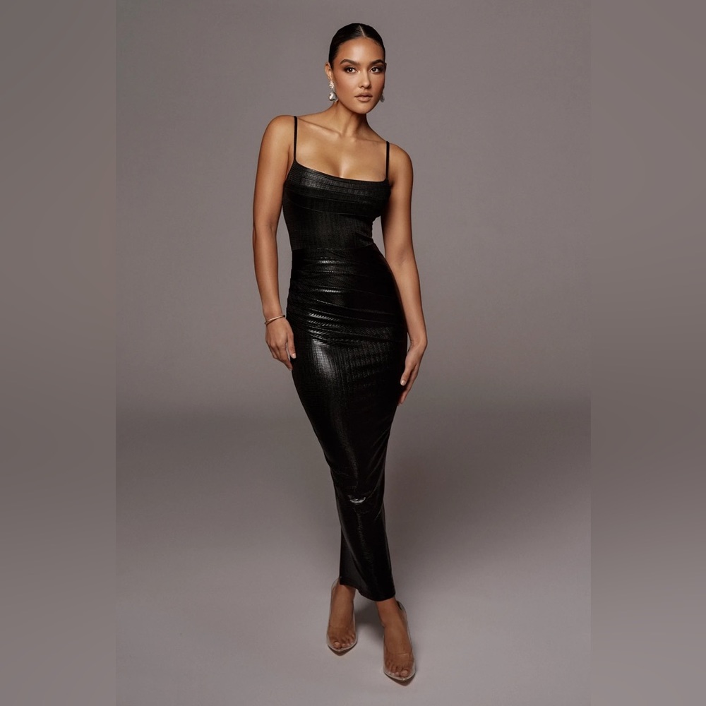 JLUXLABEL BLACK RUBI COWL NECK COCKTAIL DRESS